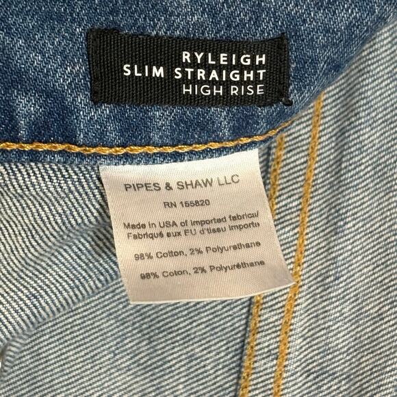 Veronica Beard Ryleigh Straight Leg Jeans Blue Mist Button Fly Size 4 - Picture 6 of 12